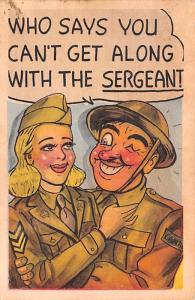 Military Comic Postcard, Old Vintage Antique Post Card  Sergeant