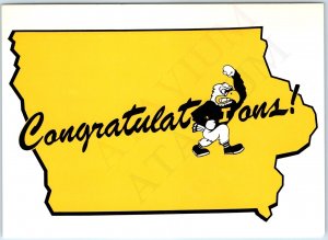 1983 University of Iowa Hawkeye Congratulations Lg. Postcard Football Herky M1