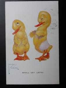 Comic Lawson Wood CHICKS DUCKS, ROMANCE, SHALL US? LET! c1920's No.908