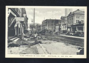 MONTPELIER VERMONT 1927 FLOOD DISASTER DOWNTOWN STREET SCENE OLD POSTCARD