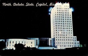 North Dakota Bismarck State Capitol At Night
