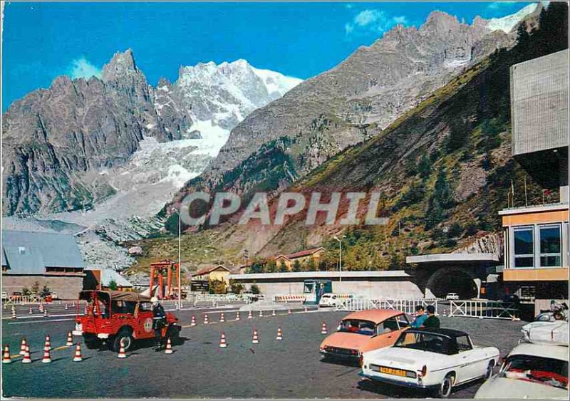 Postcard Modern Courmayeur enteves 1381 meters square and entrance to the tun...