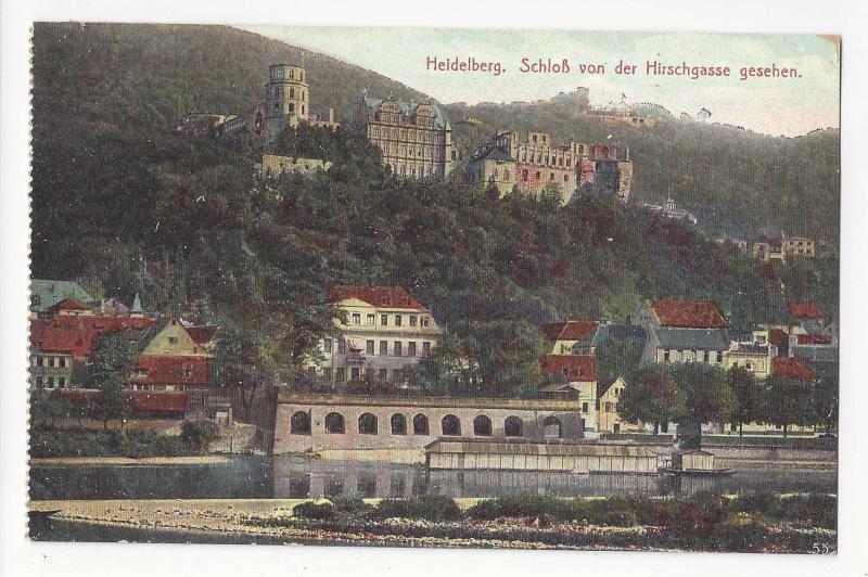 Heidelberg Germany Schloss von der Hirschgasse gesehen Vtg Postcard c 1910