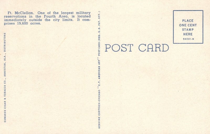 Vintage Postcard Headquarters Building Fort McClellan Landmark Anniston Alabama