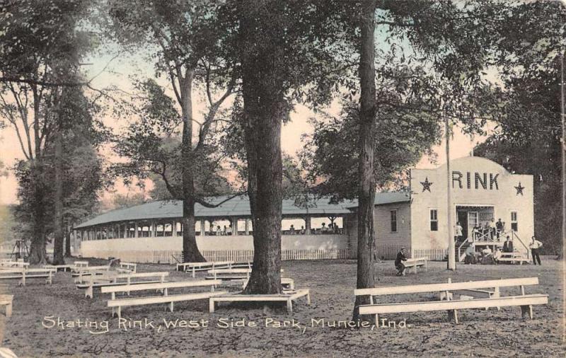 Muncie Indiana West Side Park Skating Rink Antique Postcard K23211