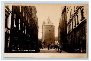 c1920's View Of The Powder Tower At Riga Latvia RPPC Photo Vintage Postcard