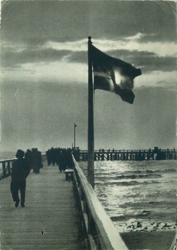 Postcard Lithuania Palanga Sea pier nocturnal aspect 