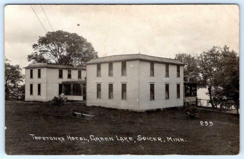 RPPC SPICER MINNESOTA TEPETONKA HOTEL A PEARSON COMPANY MINNEAPOLIS POSTCARD