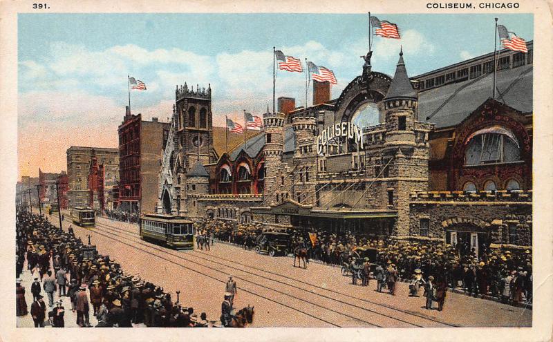 Coliseum, Chicago, Illinois, Early Postcard, Unused