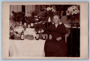 Hamburg Germany Postcard Photo of an Old Woman Sitting Wine c1910 RPPC Photo