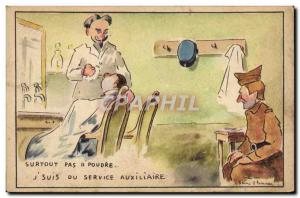 Postcard Old Army Hairdresser Wig Especially not d & # 39poudre