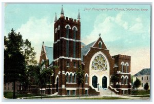 1908 First Congregational Church Exterior View Building Waterloo Iowa Postcard