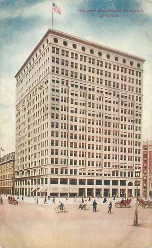 Chicago Illinois Railway Exchange Building 1911 Litho Postcard Used