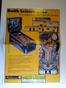 Space Station Original 1987 Pinball Machine Flyer Deith Leisure UK Rare Oversize