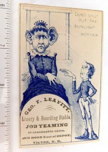 1870's Geo F. Leavitt, Livery & Boarding Stable Job Teaming, Tilton, NH Card F49