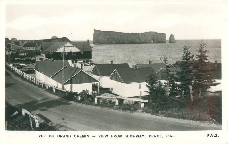 Quebec, Canada View From Highway Perce, Houses, Real Photo Postcard
