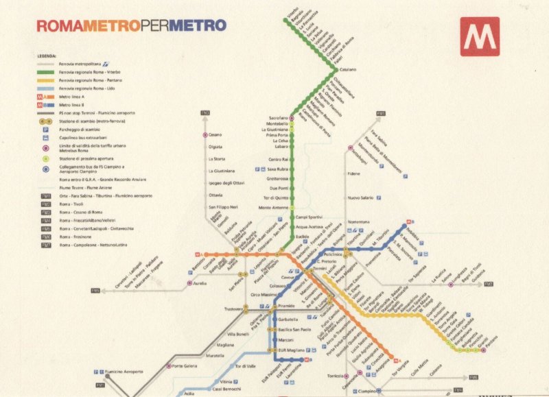 Rome Italy Subway Train Underground Map Postcard