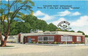 Postcard 1940s Gulfport Mississippi Paradise Point Restaurant occupation 24-6929