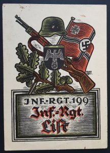 GERMANY THIRD 3RD REICH ORIGINAL CARD - WWII WEHRMACHT INFANTRY REGIMANT 199