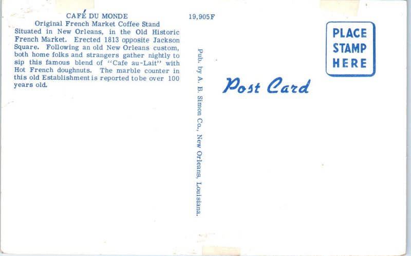 1950s Cafe du Monde New Orleans LA Postcard