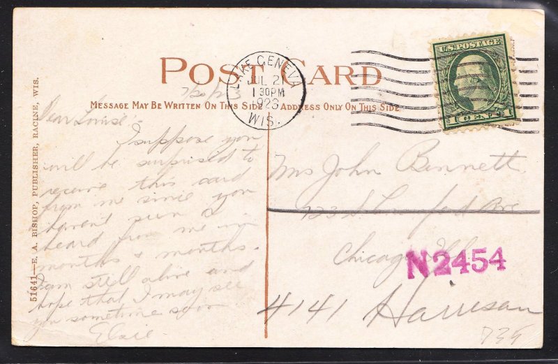 DOLLAR BOX – WI – Lake Geneca West Shore - 1923