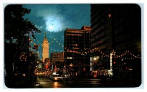 JUAREZ, Mexico ~ Twilight STREET SCENE  c1960s Car ~ Lights Postcard