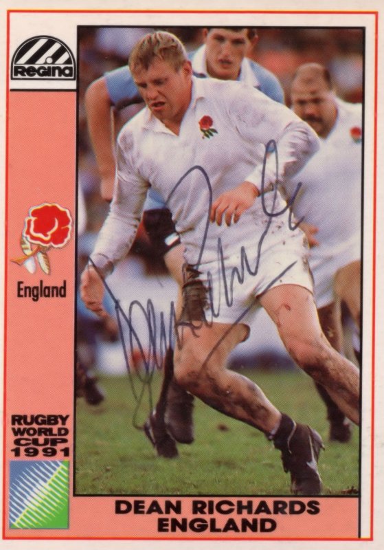 Dean Richards England Hand Signed Rugby 1991 World Cup Card Photo
