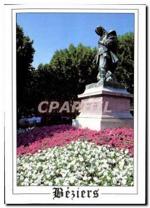 Modern Postcard Beziers Herault statue of Pierre-Paul Riquet in the aisles