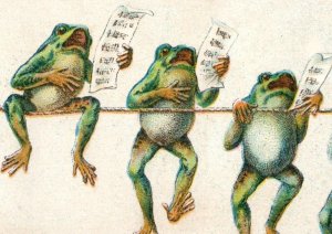 1880s R. Nuttall Gold Coin Stoves Anthropomorphic Frogs Singing Sheet Music F60