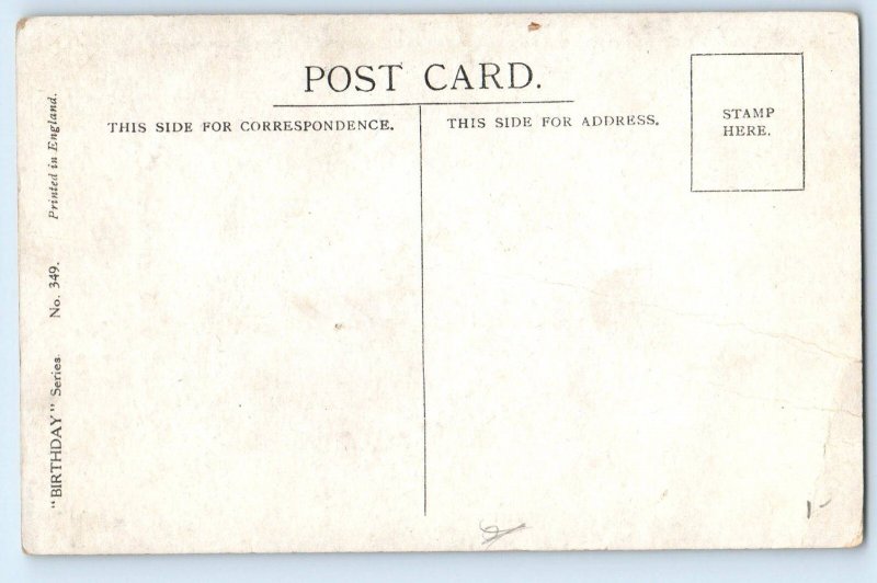 c1910's Birthday Greetings Children With Gift Isabel Hudson Signed Postcard