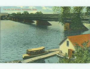 Unused Divided-Back BRIDGE SCENE Springfield Massachusetts MA HJ0413