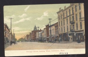 COLDWATER MICHIGAN DOWNTOWN CHICAGO STREET SCENE VINTAGE POSTCARD 1912