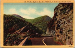 Winding Hwy Heart Mountains Linen Postcard VTG UNP Asheville NC Vintage Unused 