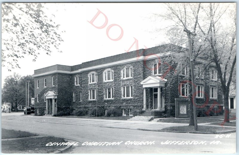 c1950s Jefferson, IA RPPC Central Christian Church Real Photo Postcard Vine A110