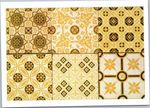 postcard art - Victoria and Albert Museum - group of six glazed encaustic tiles