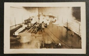 Mint Vintage RPPC Postcard US Navy Ship Deck with Cannons High Seas