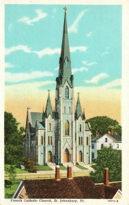 Vintage Postcard French Catholic Church Religious Building St. Johnsbury Vermont