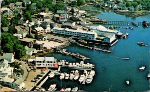 Maine Boothbay Harbor Aerial View Showing Public Landing Fisherman's Wha...