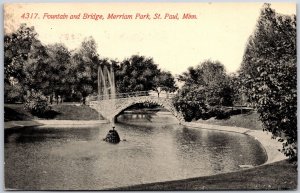 1909 Fountain And Bridge Merriam Park Saint Paul Minnesota MN Posted Postcard