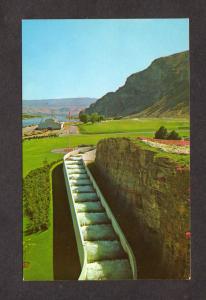 WA Fish Ladder Rocky Beach Dam Wenatchee Washington Postcard Fishing