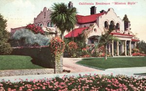 Vintage Postcard 1913 Residence Grounds Mission Style Building California CA