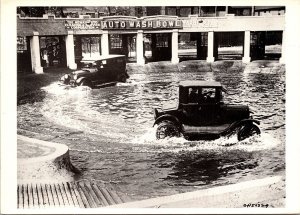VINTAGE CONTINENTAL SIZE POSTCARD AUTO WASH BOWL CHICAGO 1924 (REPRODUCTION)