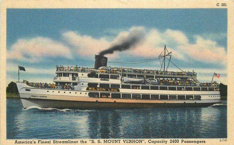 Washington Streamliner SS Mount Vernon 1952 Postcard Capitol Souvenir 22-390