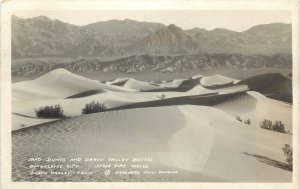 Frashers RPPC Sand Dunes, Death Valley Buttes, Bungalette City Stove Pipe Wells