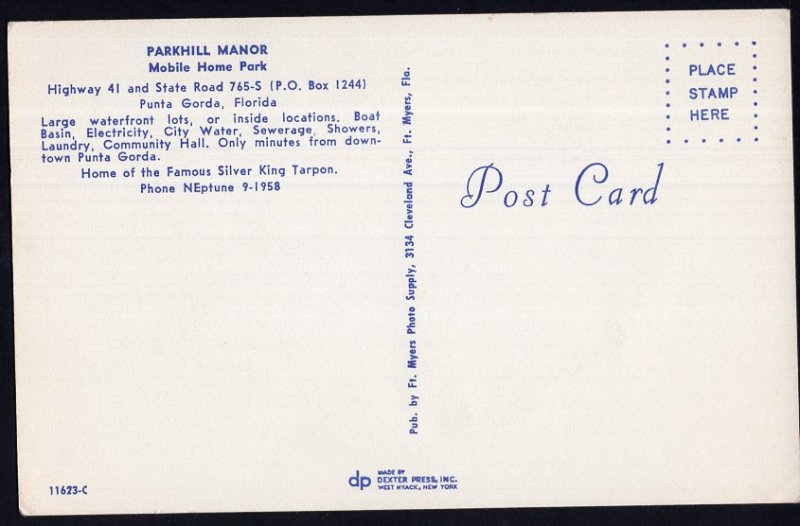 FL PUNTA GORDA Parkhill Manor Mobile Home Park Hwy 41/State Rd 765-S 1950s-1970s