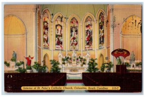 1954 Interior Of St. Peter's Church Altar Columbia South Carolina SC Postcard 