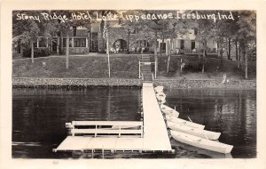 J40/ Tippecanoe Lake Indiana RPPC Postcard 40s Leesburg Stony Ridge Hotel 32