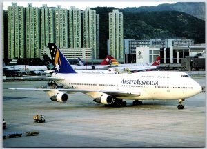 Airplane Ansett Australia B747-312 VR-INK C/N 23028/584 Hong Kong Postcard