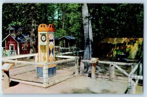 Coloma Michigan MI Postcard Deer Forest Animal Farm Hickory Dickery Dock c1960