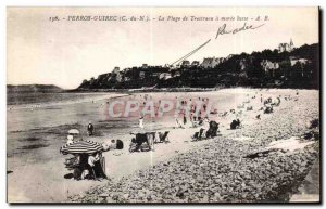 Old Postcard Perros Guirec Trestraou The Beach at low tide